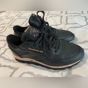 Reebok shoes, size 8, black with rose gold accents